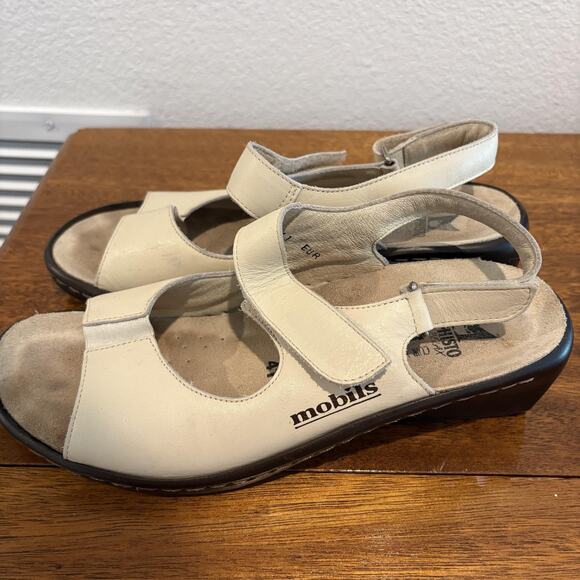 Mephisto Mobils Sandals Womens 10.5 Size 41 EU Leather Wedge Comfort Hook & Loop - Picture 2 of 11